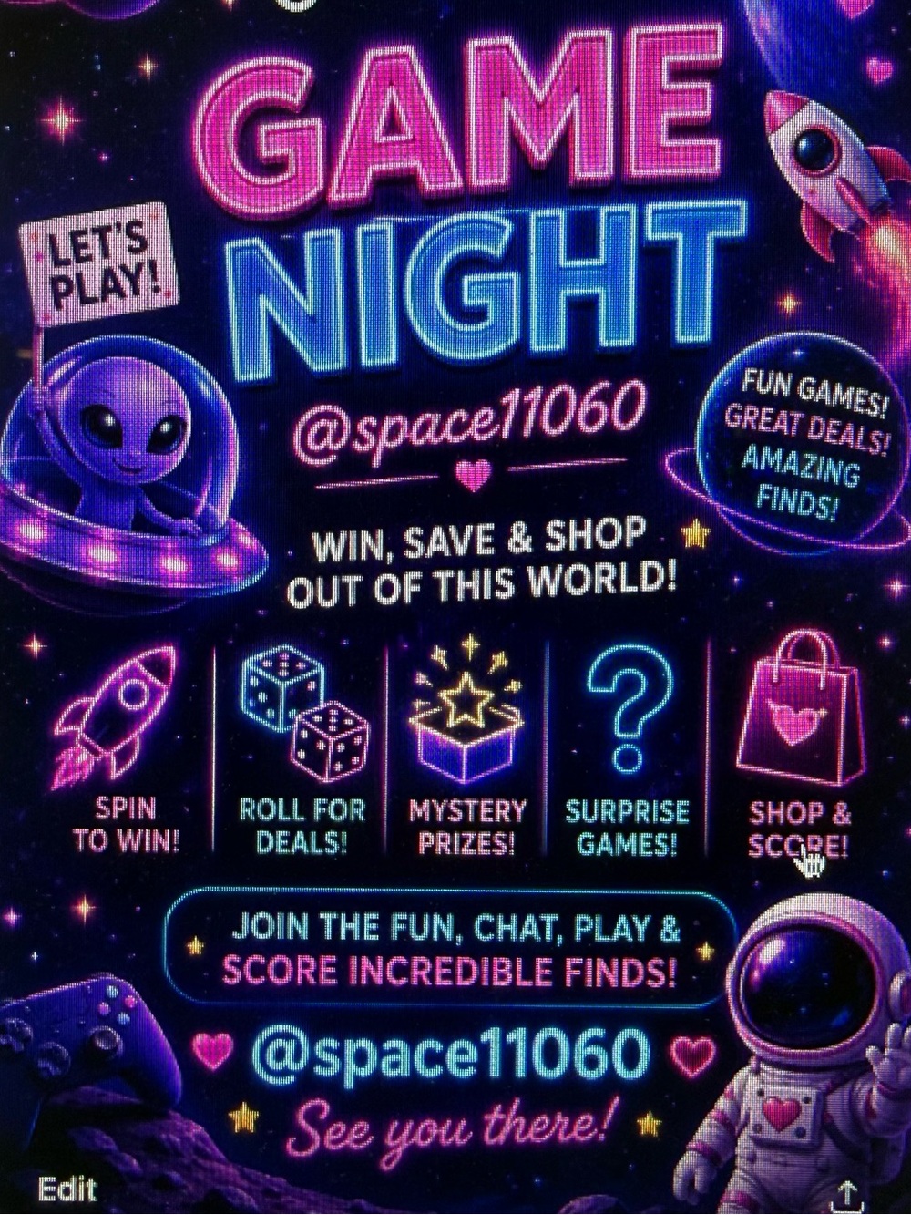 Game Night Space-Themed Poster - Purple & Blue